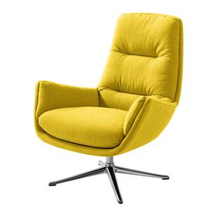 Sessel GARBO mit Kreuzfuß Webstoff - Webstoff Milan: Gelb - Chrom glänzend