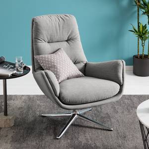 Fauteuil GARBO  avec pied croisé Tissu - Tissu Milan : Gris clair - Chrome brillant