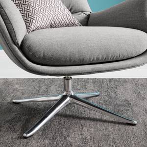 Fauteuil GARBO  avec pied croisé Tissu - Tissu Milan : Gris clair - Chrome brillant