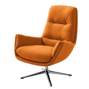 Fauteuil GARBO met kruisvoet geweven stof - Geweven stof Milan: Roestbruin - Chroomkleurig glanzend