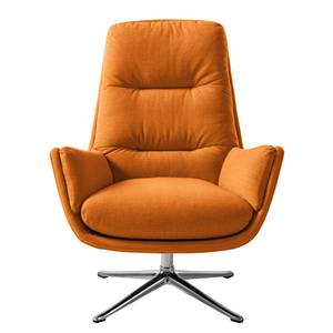 Fauteuil GARBO met kruisvoet geweven stof - Geweven stof Milan: Roestbruin - Chroomkleurig glanzend