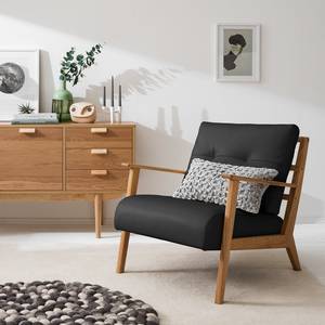 Fauteuil TIMON Cuir véritable Neka : Noir