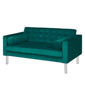 Sofa Chelsea III (2-Sitzer) Microfaser - Stoff Tond: Petrol - Zylinder