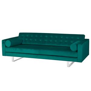 Sofa Chelsea III (3-Sitzer) Microfaser - Stoff Tond: Petrol - Kufen