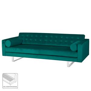 Sofa Chelsea III (3-Sitzer) Microfaser - Stoff Tond: Petrol - Kufen