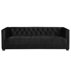 Sofa Grand II (3-Sitzer) Samt - Stoff Tond: Schwarz