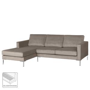 Ecksofa Portobello III Samt - Stoff Tond: Hellgrau - Breite: 207 cm - Longchair davorstehend links