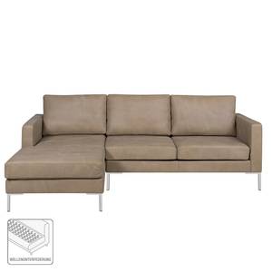 Hoekbank Portobello IV Leer - Leer Custo: Lichtgrijs - Breedte: 207 cm - Longchair vooraanzicht links