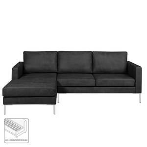 Ecksofa Portobello IV Echtleder - Echtleder Custo: Schwarz - Breite: 207 cm - Longchair davorstehend links