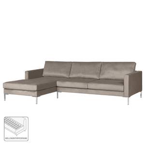 Ecksofa Portobello III Samt - Stoff Tond: Hellgrau - Breite: 251 cm - Longchair davorstehend links