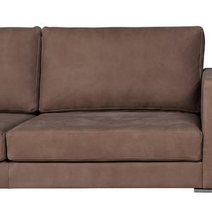 Hoekbank Portobello IV Leer - Leer Custo: Donkerbruin - Breedte: 251 cm - Longchair vooraanzicht links