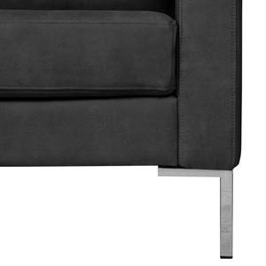 Hoekbank Portobello IV Leer - Leer Custo: Zwart - Breedte: 251 cm - Longchair vooraanzicht links