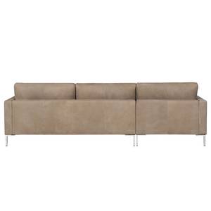 Hoekbank Portobello IV Leer - Leer Custo: Lichtgrijs - Breedte: 251 cm - Longchair vooraanzicht links