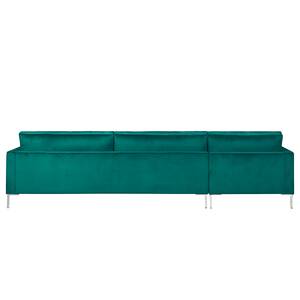 Hoekbank Portobello III Microvezel - Stof Tond: Petrolblauw - Breedte: 293 cm - Longchair vooraanzicht links