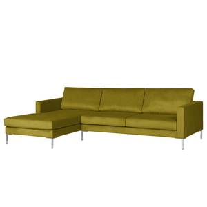 Ecksofa Portobello III Samt - Stoff Tond: Grün - Breite: 251 cm - Longchair davorstehend links