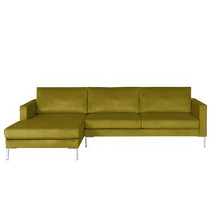 Hoekbank Portobello III Microvezel - Stof Tond: Groen - Breedte: 251 cm - Longchair vooraanzicht links