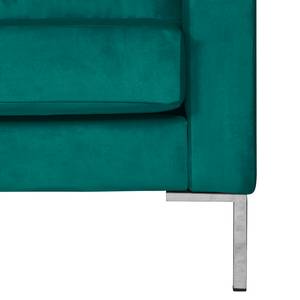 Ecksofa Portobello III Samt - Stoff Tond: Petrol - Breite: 251 cm - Longchair davorstehend links