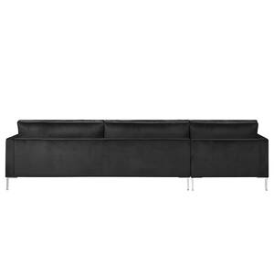 Hoekbank Portobello III Microvezel - Stof Tond: Zwart - Breedte: 293 cm - Longchair vooraanzicht links