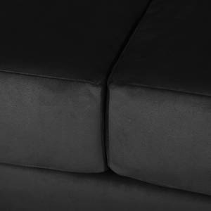 Canapé d’angle Portobello III Microfibre - Tissu Tond : Noir - Largeur : 293 cm - Méridienne courte à gauche (vue de face)