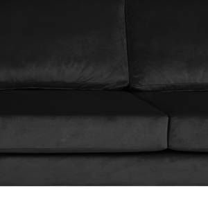 Canapé d’angle Portobello III Microfibre - Tissu Tond : Noir - Largeur : 207 cm - Méridienne courte à droite (vue de face)