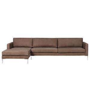 Ecksofa Portobello IV Echtleder - Echtleder Custo: Dunkelbraun - Breite: 293 cm - Longchair davorstehend links