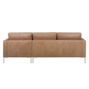 Hoekbank Portobello IV Leer - Leer Custo: Lichtbruin - Breedte: 207 cm - Longchair vooraanzicht rechts