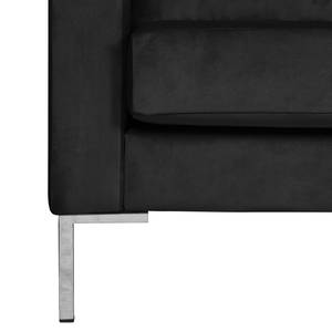 Ecksofa Portobello III Samt - Stoff Tond: Schwarz - Breite: 251 cm - Longchair davorstehend rechts