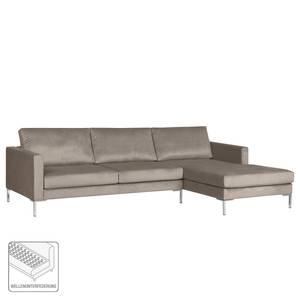 Ecksofa Portobello III Samt - Stoff Tond: Hellgrau - Breite: 251 cm - Longchair davorstehend rechts