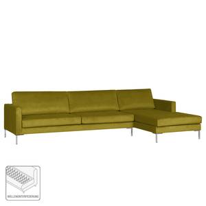 Ecksofa Portobello III Samt - Stoff Tond: Grün - Breite: 293 cm - Longchair davorstehend rechts