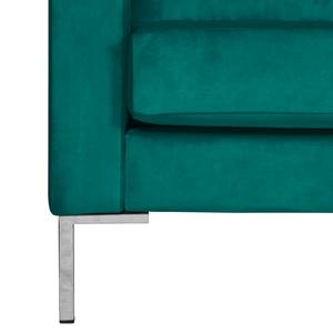 Ecksofa Portobello III Samt - Stoff Tond: Petrol - Breite: 293 cm - Longchair davorstehend rechts