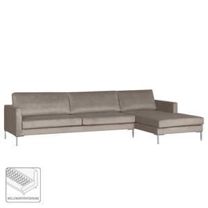 Ecksofa Portobello III Samt - Stoff Tond: Hellgrau - Breite: 293 cm - Longchair davorstehend rechts