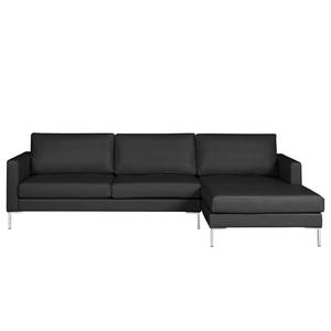 Ecksofa Portobello IV Echtleder - Echtleder Lasde: Schwarz - Breite: 251 cm - Longchair davorstehend rechts