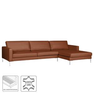 Ecksofa Portobello IV Echtleder - Echtleder Lasde: Cognac - Breite: 293 cm - Longchair davorstehend rechts