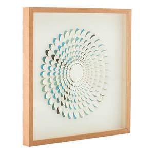 Tableau déco Circle I Blanc - Verre - Matière plastique - Textile - En partie en bois massif - 60 x 60 x 5 cm