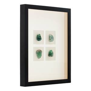 Ingelijste stenen Valuable V Wit - Glas - Plastic - Textiel - Deels massief hout - 42 x 52 x 5 cm