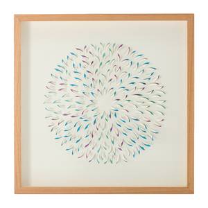 Tableau déco Circle II Blanc - Verre - Matière plastique - Textile - En partie en bois massif - 60 x 60 x 5 cm