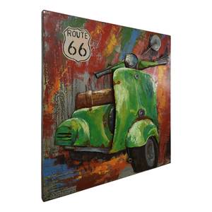 Tableau déco scooter Vert - Métal - 80 x 80 x 6 cm