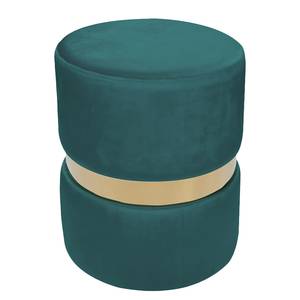 Tabouret Novalie III Pin, MDF, polyester, mousse - Bleu pétrole