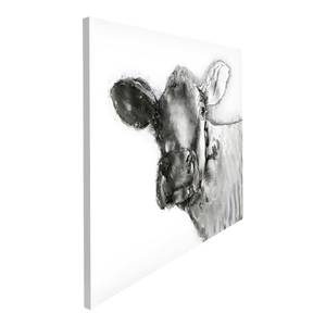 Bild Kuh Silber - Metall - Holz teilmassiv - 80 x 100 x 3.8 cm