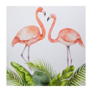 Deko-Panel Adora Flamingo Multicolor - Holzwerkstoff - 50 x 50 x 1.9 cm