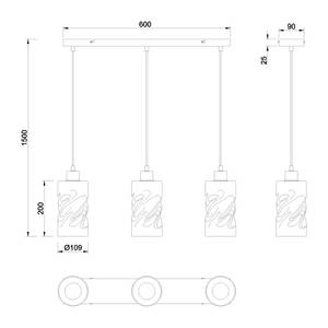 Hanglamp Basa III transparant glas/ijzer - 3 lichtbronnen