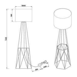 Staande lamp Tover ijzer/textielmix - 1 lichtbron
