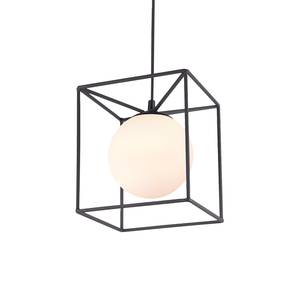 Hanglamp Q-Ball I melkglas/ijzer - 1 lichtbron