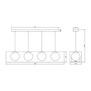 Hanglamp Q-Ball II melkglas/ijzer - 4 lichtbronnen