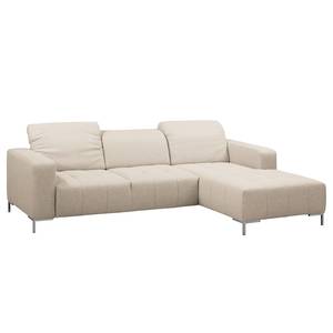 Ecksofa Graide II Strukturstoff - Warmes Beige - Longchair davorstehend rechts - Elektrisch verstellbar: 1 Motor mit Kabel