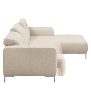 Ecksofa Graide II Strukturstoff - Warmes Beige - Longchair davorstehend rechts - Elektrisch verstellbar: 1 Motor mit Kabel