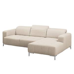 Ecksofa Graide II Strukturstoff - Warmes Beige - Longchair davorstehend rechts - Elektrisch verstellbar: 1 Motor mit Kabel