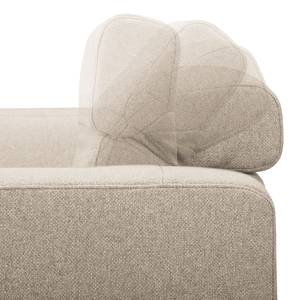 Ecksofa Graide II Strukturstoff - Warmes Beige - Longchair davorstehend rechts - Elektrisch verstellbar: 1 Motor mit Kabel