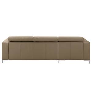 Ecksofa Graide I Echtleder - Taupe - Longchair davorstehend links - Keine Funktion