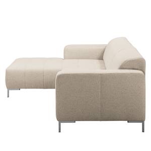 Divano angolare Graide II Tessuto strutturato - Beige caldo - Longchair preimpostata a sinistra - Nessuna funzione